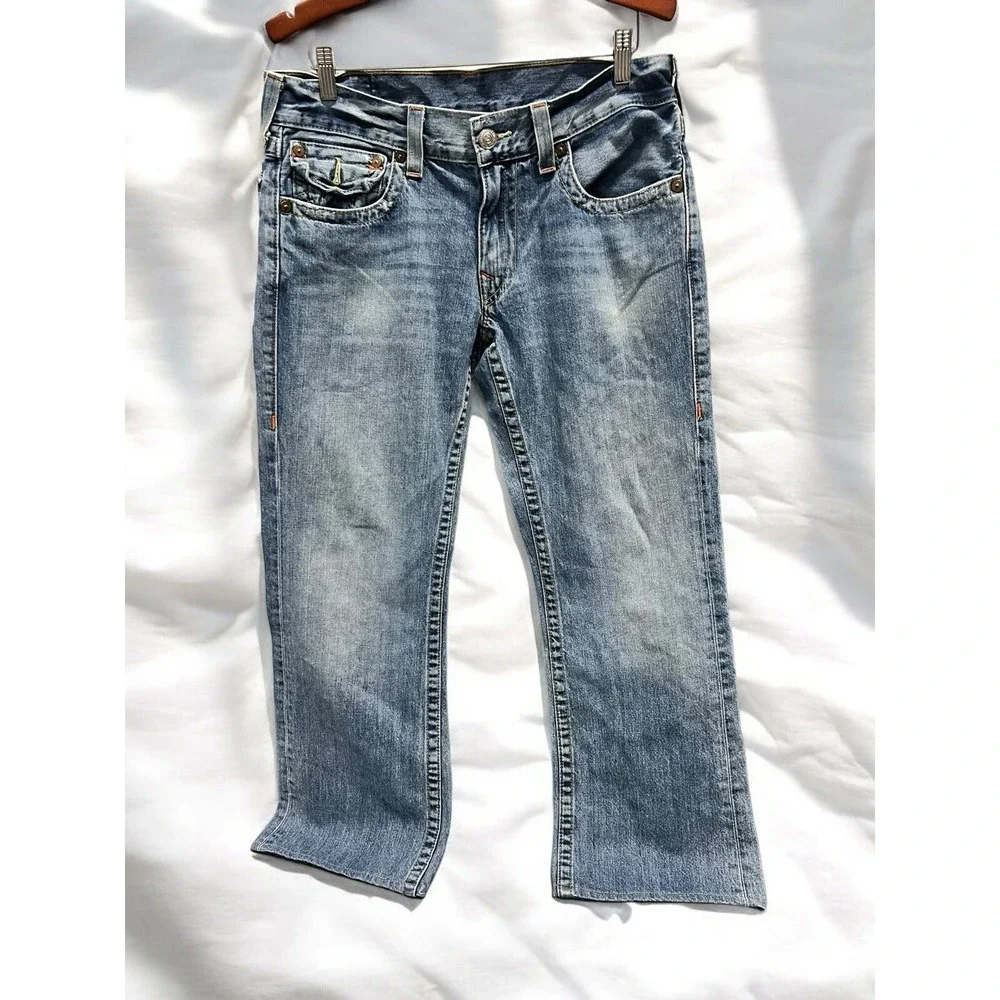 Vintage True Religion Y2K 90s Jeans Bootcut Women's US 33 Denim Distressed